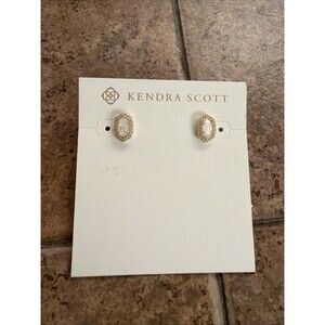 KENDRA SCOTT 14 K GOLD PLATED Cade Mother Of Pearl  STUD EARRINGS NWT